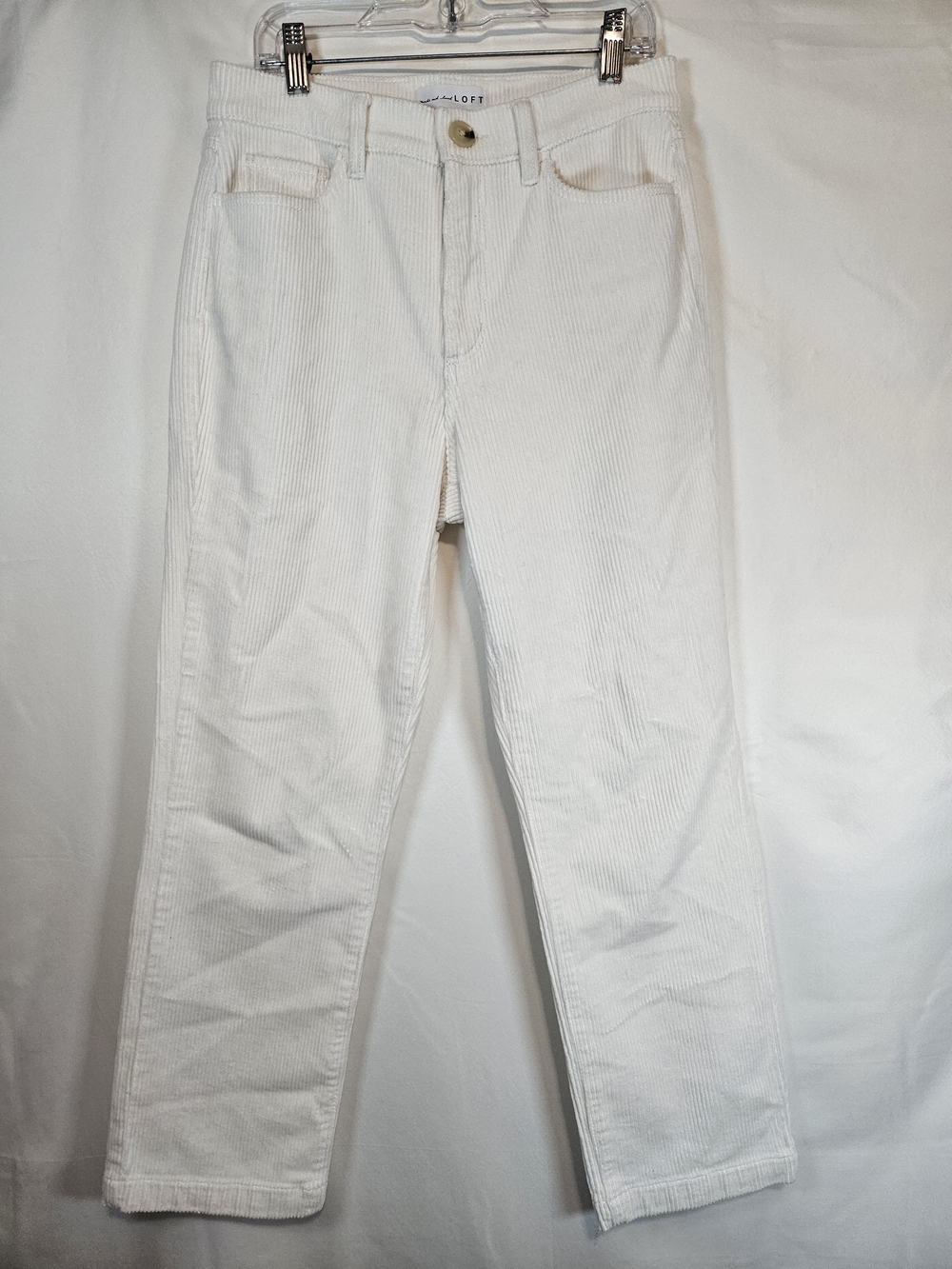LOFT White Straight-Leg Corduroy Jeans